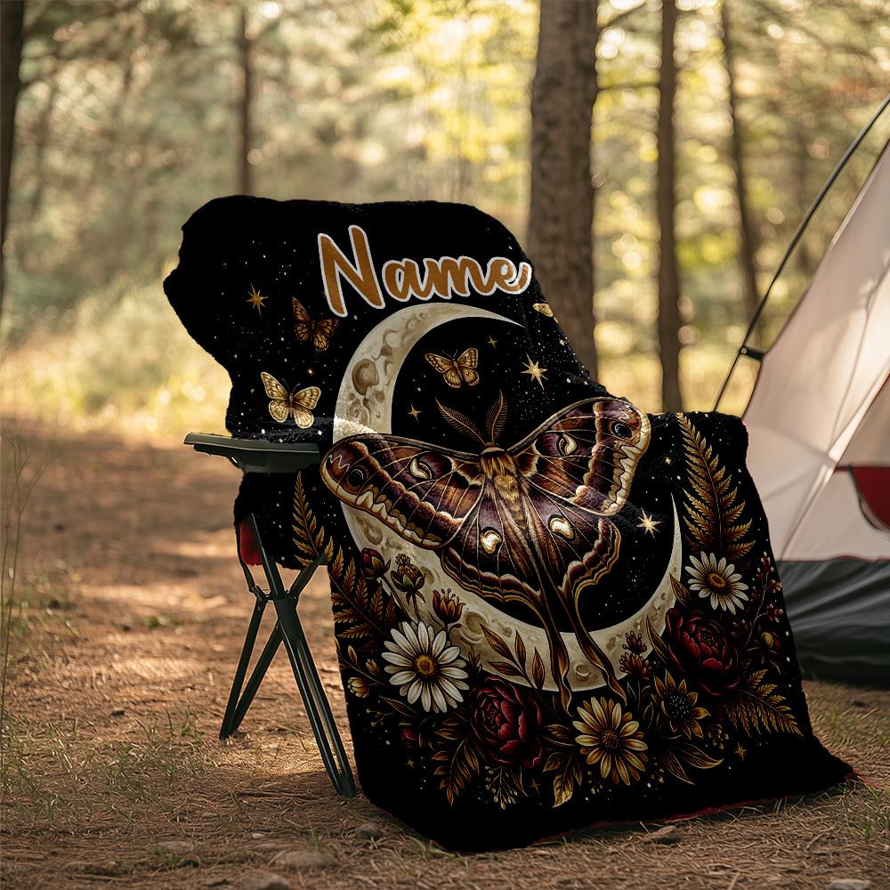 Butterfly Crescent Moon Customize Your Name Outdoor Blanket Comfortable Soft Lightweight Allseason Multipurpose Blanket For Travel Camping Picnics