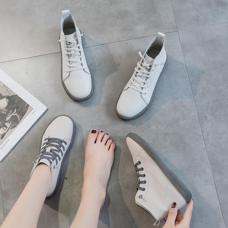 Короткие ботинки из натуральной кожи Повседневная кожаная обувь Ботинки Martin на плоской подошве