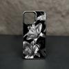 Черно-белый чехол для телефона с узором из цветов лилии, подходит для iPhone 17 16 15 14 13 12 11 Pro/Max/Plus, противоударный и защищающий от падений