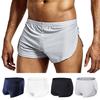 Men Solid Color Breathable Low-rise Shorts Panties Elastic Waist Side Split Ice Silk