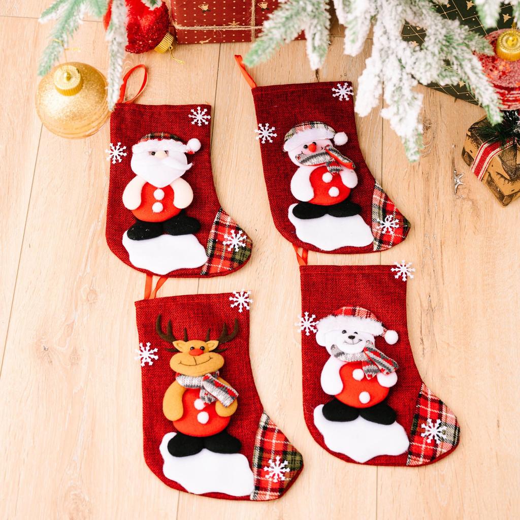 Embroidered  Snowman Christmas Stockings New Year Christmas Tree Fireplace Decoration Gift Socks