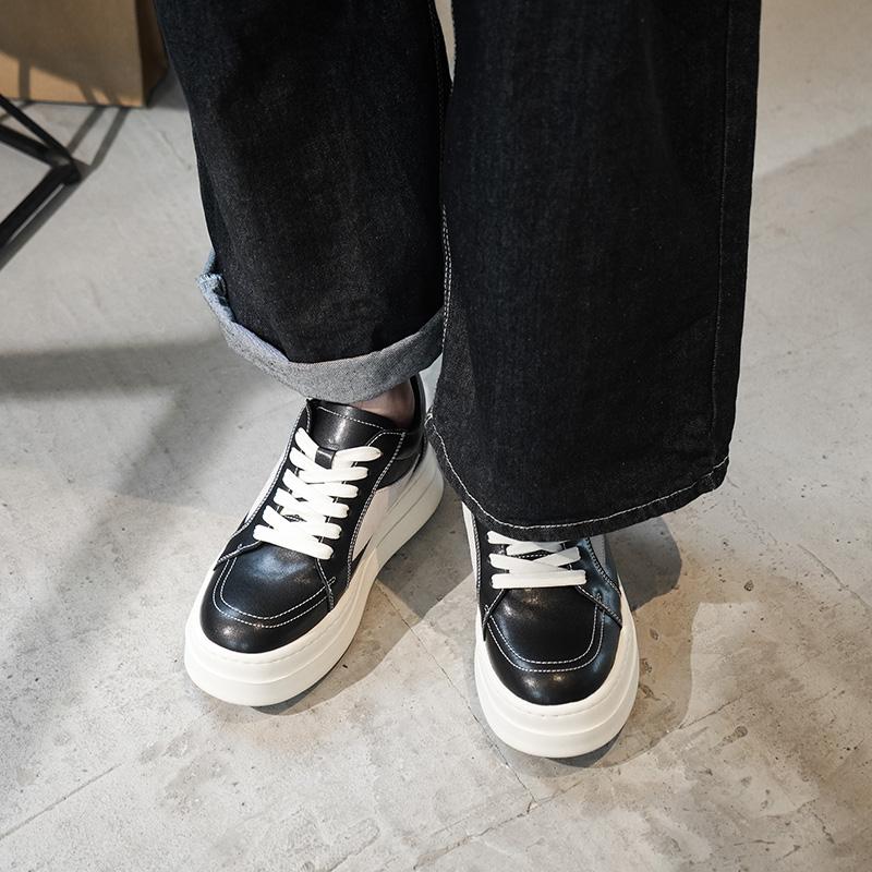 Модная мужская повседневная обувь из натуральной кожи, для отдыха, ходьбы, скейтбординга, на толстой подошве, мужские кроссовки для улицы