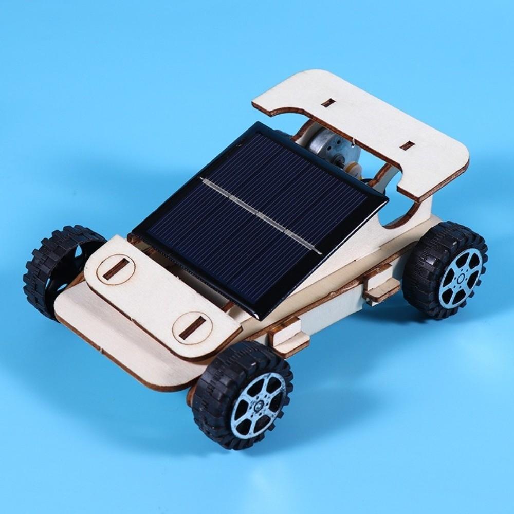 Assembly Wooden Car Model Solar Powered Educational Vehicle Toy Solar Car Model Science Learning