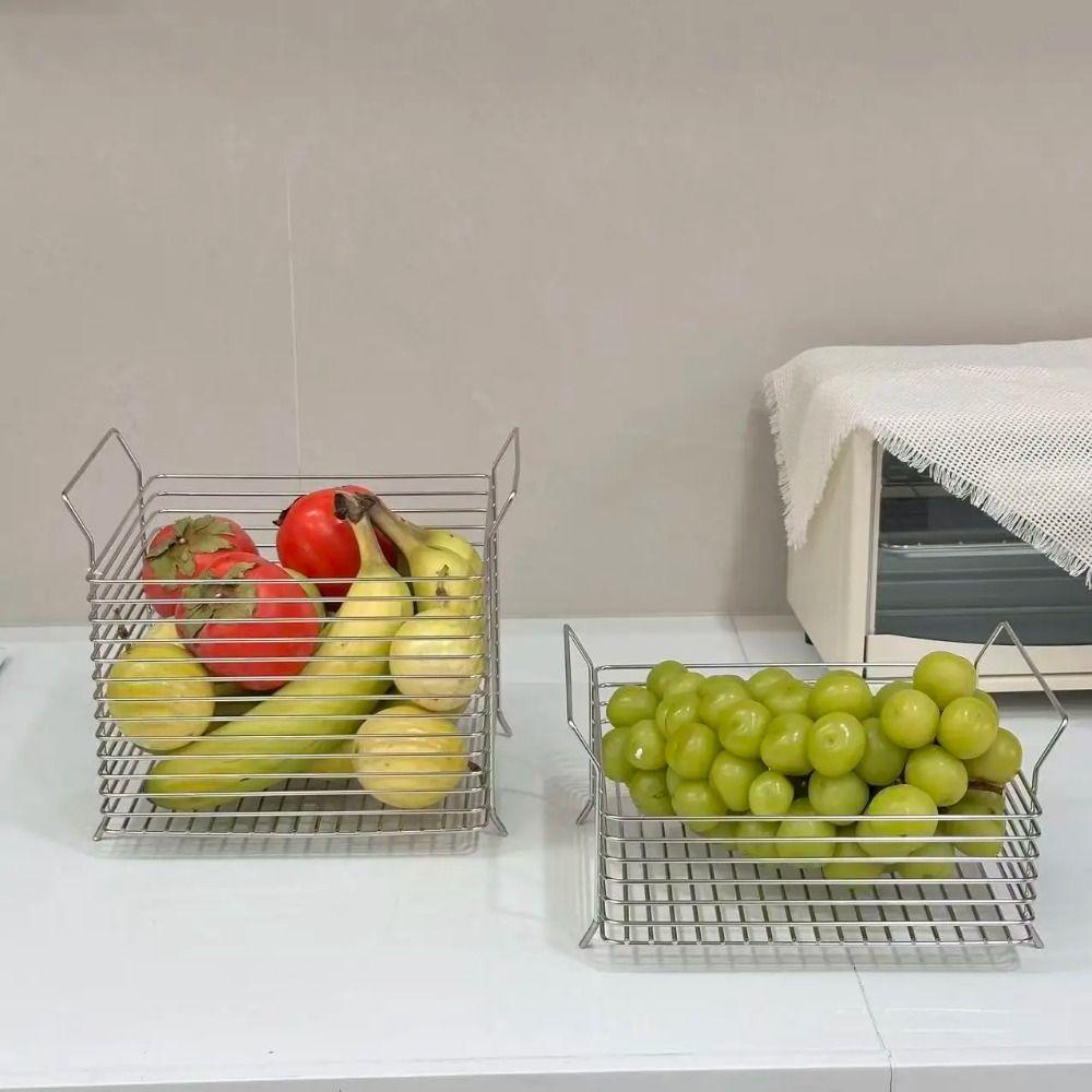 Stainless Steel Desktop Storage Basket Stackable Fruit Vegetable Basket Desktop