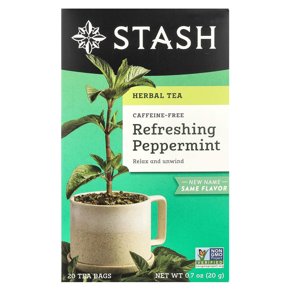 IHerb Stash Tea Мятный Травяной Чай Без Кофеина, 20 Пакетиков, 20г (0.7oz)