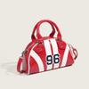 Red Hard and Three-dimensional Striped Tote Bag with a Sense of Luxury, Suitable for Crossbody or Hand-held Use.