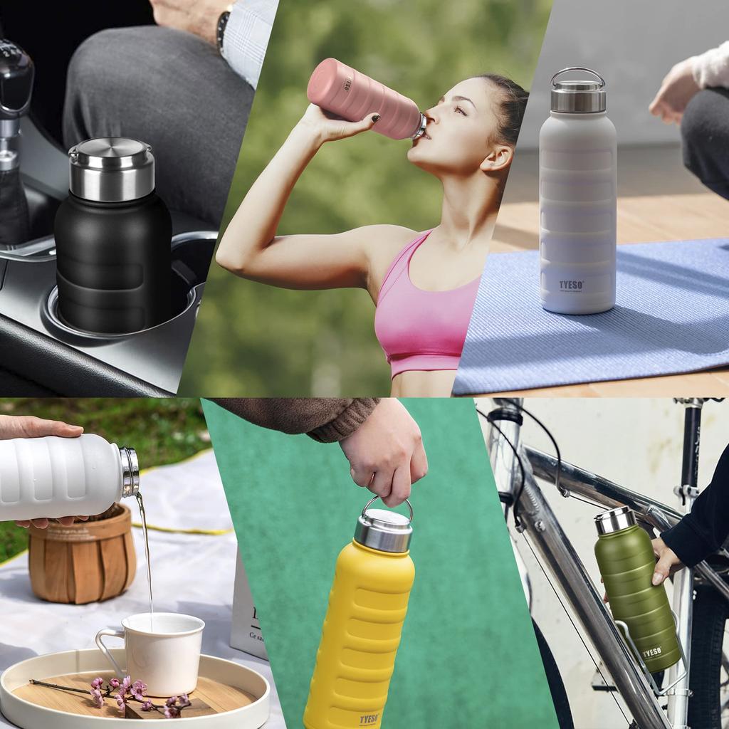 TYESO кружка для воды вакуумная спортивная прямая нержавеющая сталь двойная широкая с бутылкой 1 литр, термос, бутылка, изоляция, бутылка, питьевая, сталь, структура,