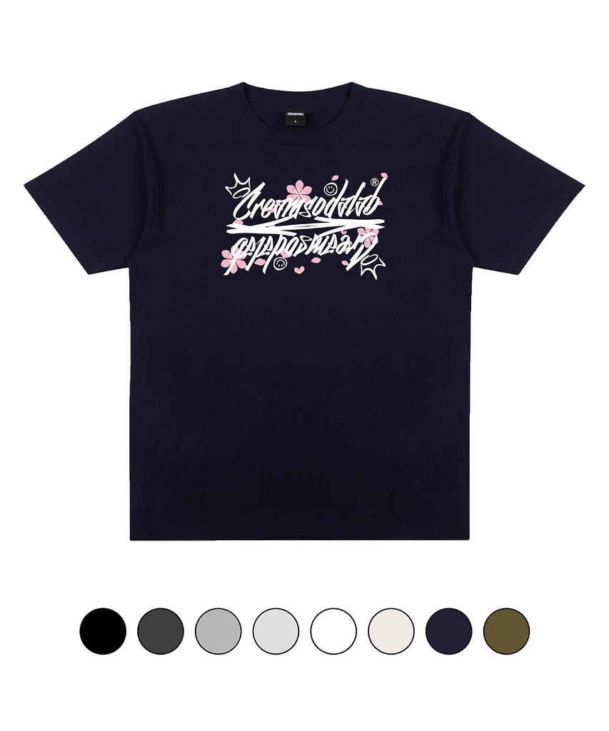 CREAM SODA LAB Crsdel Logo Happiness Spring Short Sleeve T-Shirt (Type A)
