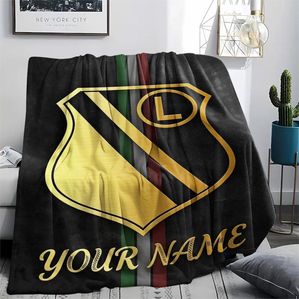 1PC L Shield Crest Custom Name Patterned Flannel Blanket Suitable For All Seasons For Home Decor Warmth And Comfort Gifts Holiday Present