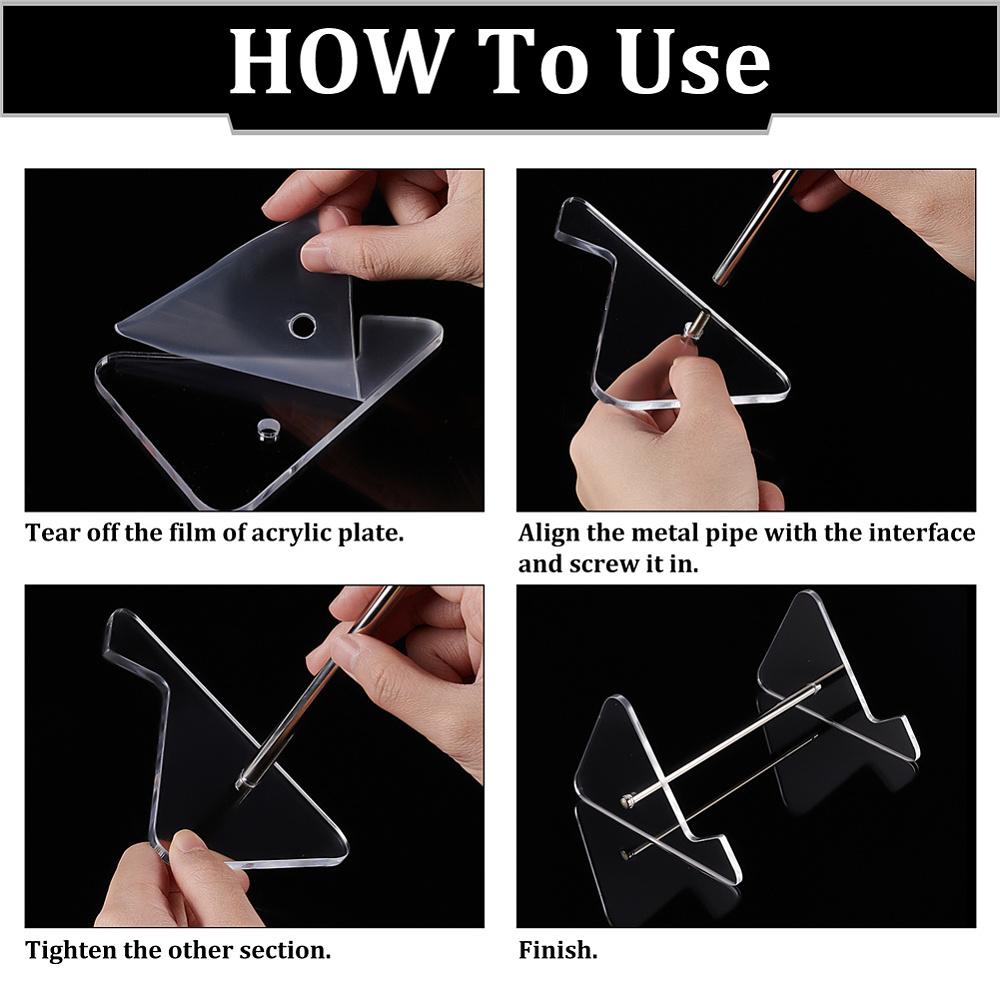 1set 1-Tier Transparent Acrylic Keyboard Stands Detachable Keyboard Storage Holder with Platinum Tone Iron Findings Clear