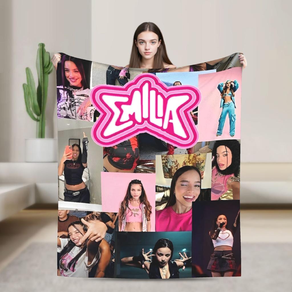 Singer Emilia Mernes MP3 Tour Super Warm Blanket Aesthetic Living Room Flannel Bedspread Sofa Bed Cover