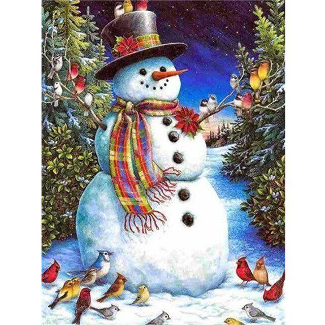 5D DIY Алмазная картина Снеговик Полный круглый Стразы Рождественская мозаика Ручная алмазная вышивка