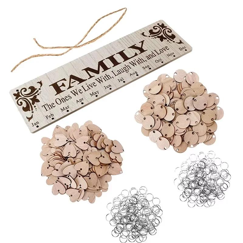 Eid DIY Decor Wooden Calendar Pendant Family Wedding Birthday Special Days Countdown Reminder Board For Christmas Gifts