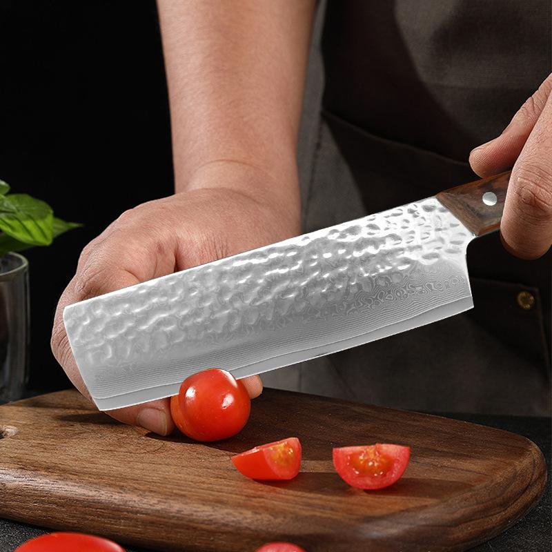 67 Layer Damascus Steel Chef Knife Forged Kitchen Meat Cleaver Slicing Nakiri Sushi Knife Cooking Knife Tools with Wood Handle