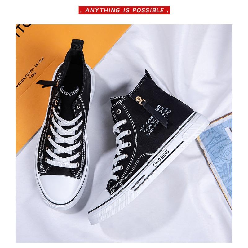 Трендовая парусиновая обувь с высоким берцем, мужская повседневная крутая модная обувь в уличном стиле, кроссовки в стиле хип-хоп для подростков