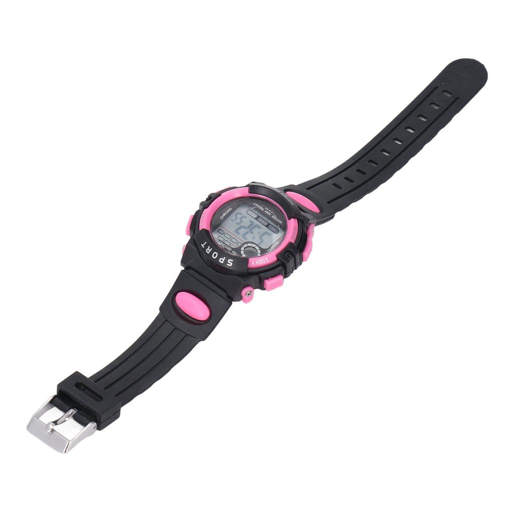 Pink Small Kids Digital Sports Watch 30m Waterproof LED Wristwatch with Stopwatch and Alarm Clock