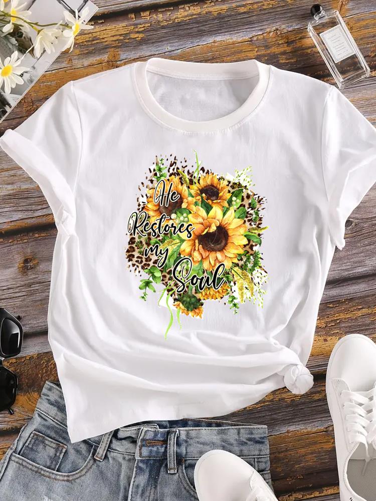 (Азиатский размер) Женская милая цветочная тенденция 90-х годов, модная футболка с коротким рукавом, одежда с принтом, женская повседневная футболка, женские футболки с графикой