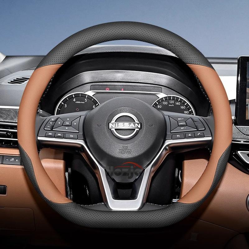 Leather Car Steering Wheel Cover for Nissan Skyline Livina Frontier NV300 Serena ARMADA Sentra Titan Kicks Navara Accessories