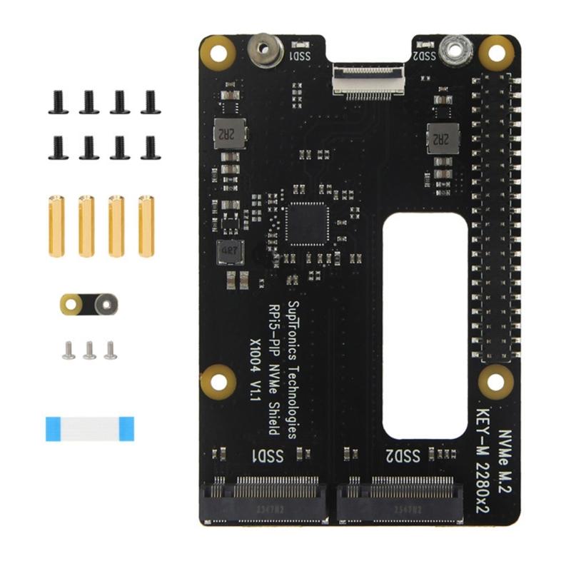 X1004 PCIe NVMe Плата расширения Поддержка двойного слота для жестких дисков 2280 Быстрая загрузка для платы Pi 5