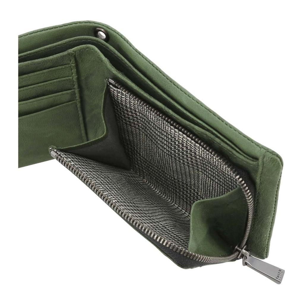 Мини-кошелек с двумя отделениями из натуральной кожи Oyster Limited Color 720624 Складной кошелек с двумя отделениями из овчины, зеленый [Takeo Kikuchi] для мужчин