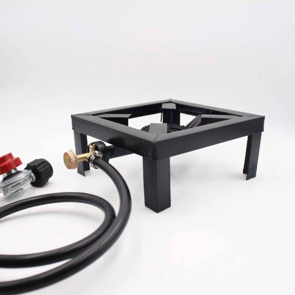 Cast Iron Portable Gas Stove, 8000W Propane Camping Burner with High Pressure Hose and Adjustable 0 to 20 PSI Regulator
