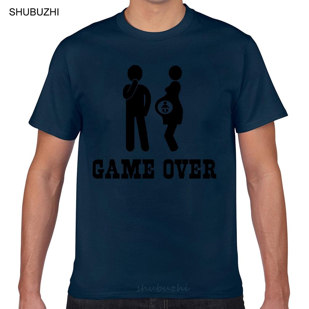 Tops T Shirt Men pregnant game over Funny White Print Male Tshirt cotton tshirt men summer fashion tshirt euro size