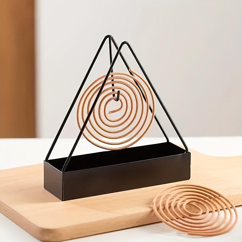 1pc, Elegant Triangle Cast Iron Mosquito Coil Holder, Easy Clean Incense Burner Stand, Indoor & Outdoor Use, Compatible