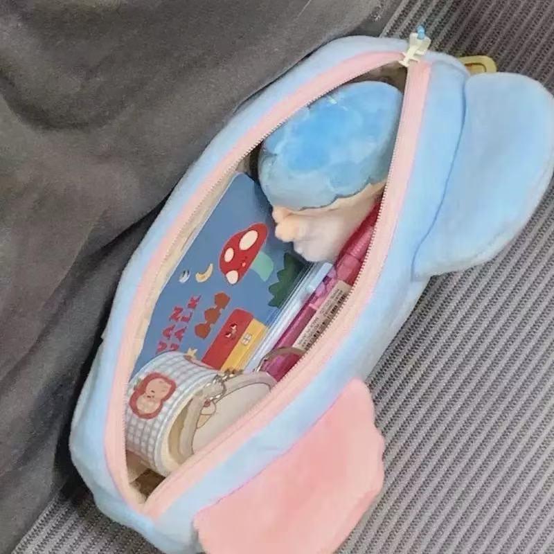 Cute Plush Pink Pig Pencil Case Children's Stationery Organizer Pen Bag Portable Large Capacity Pen Bag Student