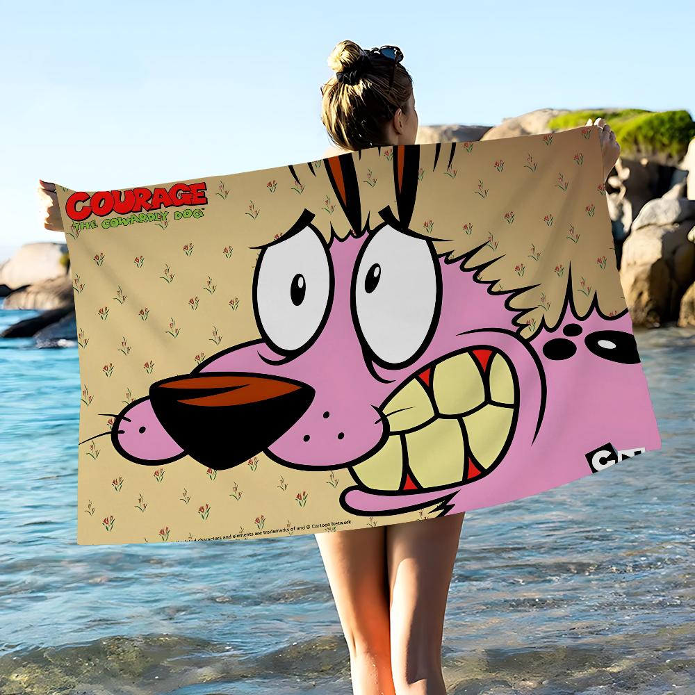 C-ХРАБРОСТЬ Собака-Трус C-Cowardly Dog Пляжное полотенце Цветные банные полотенца для девочки Микрофибра Быстросохнущие Не прилипает песок Пляж Спортзал Бассейн