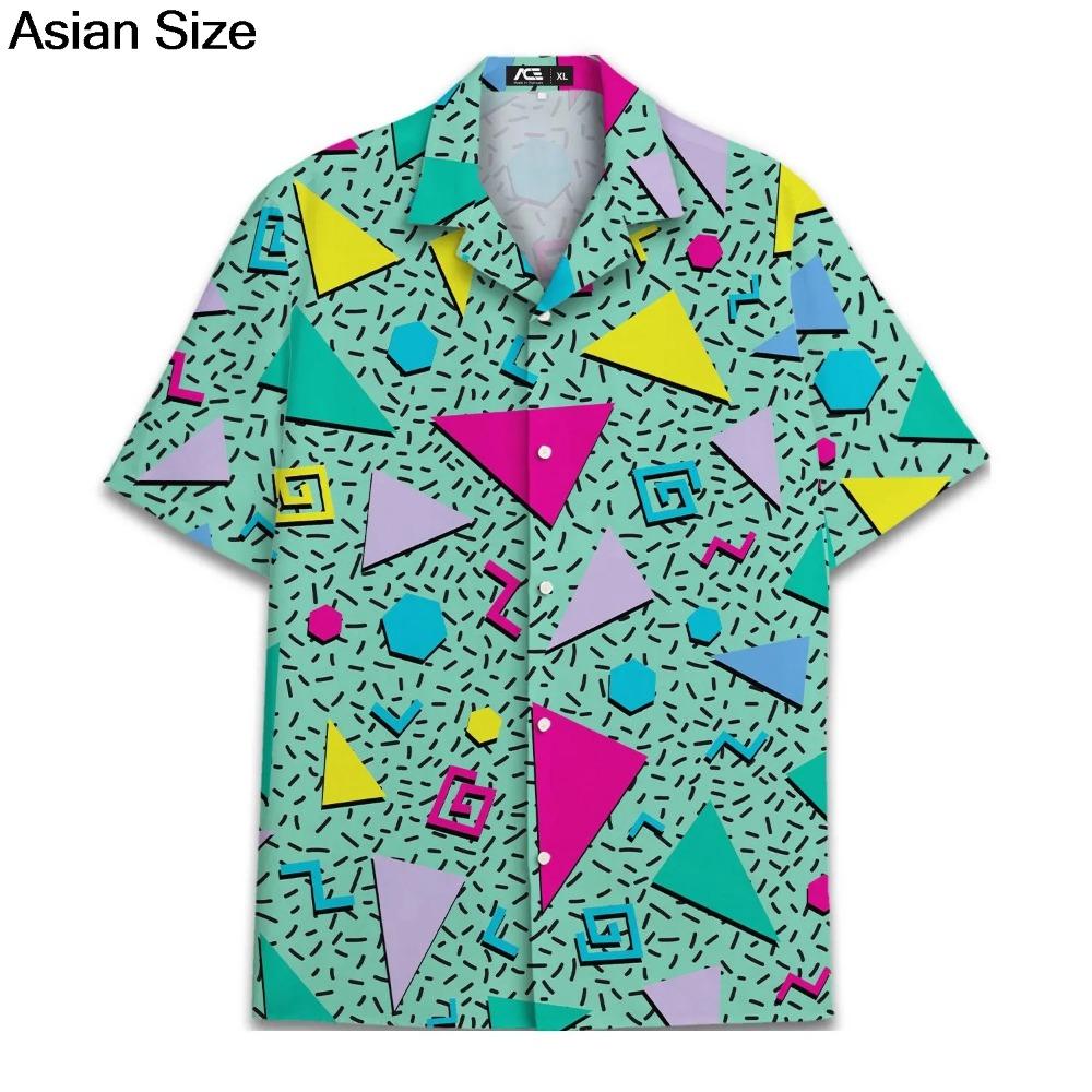 Retro 80s Pop Art Hawaiian Shirt Neon Cassette Skateboard Headphone Shirt, Vintage 90s Party Button-Up Summer Unisex Shirts