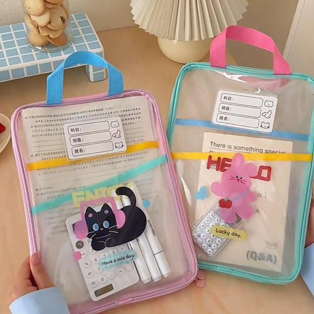 Transparent Test Paper Storage Bag Rabbit File Folder Bag INS Cartoon File Bag Students