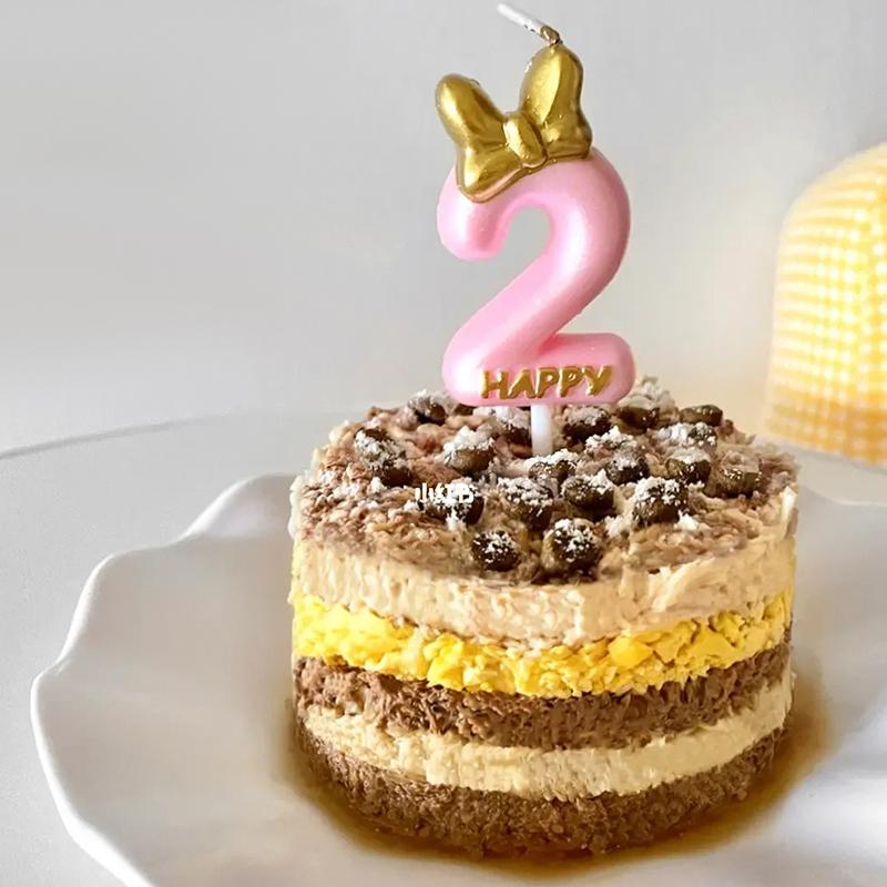 Золотисто-розовый бант Цифровые свечи Свеча для торта на день рождения Украшение для торта Цифры 0-9 Декор Топпер для торта Декор для дня годовщины Детский душ