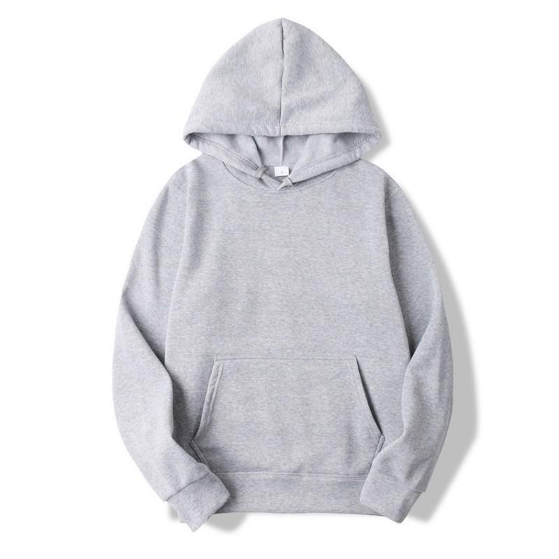 220g Solid Color Fleece-Lined Hooded Sweatshirt Unisex Loose Fit Casual Pullover Fall