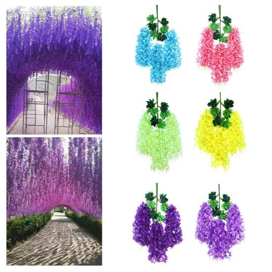 12 шт. искусственных цветов глицинии, устойчивых к ультрафиолетовому излучению, искусственные цветы глицинии, подвесные искусственные цветы, виноградная лоза для патио, вечеринки, украшения для дома и интерьера