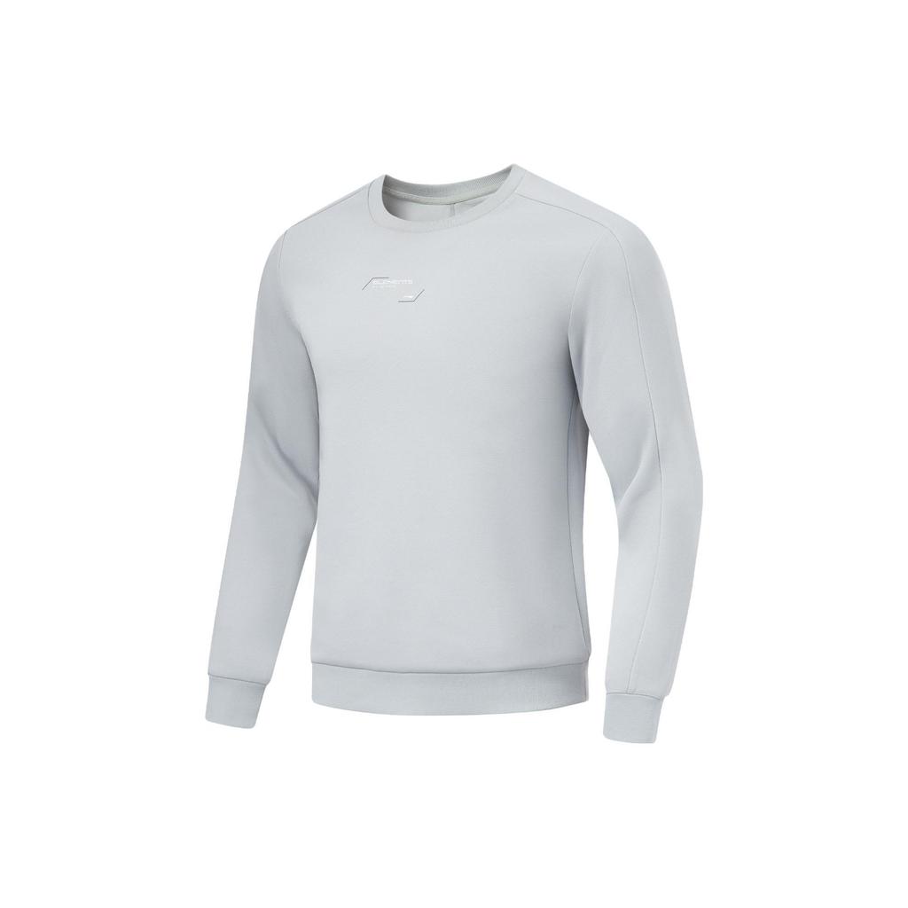 Li-Ning Мужская толстовка Fitness Series с круглым вырезом, однотонная, трикотажная, цвет Mist-Gray AWDU057-9