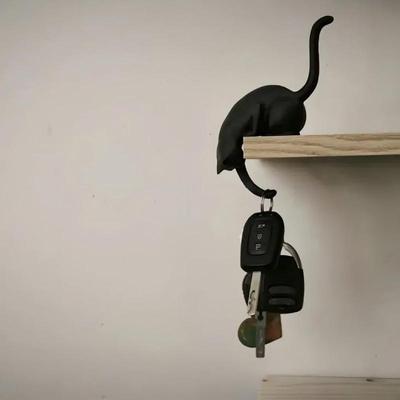 Забавный 3D-печатный кот, перевернутый подвесной крючок-украшение, милая фигурка кота-крючок для любителя домашних животных, ключей, организации дома и декора