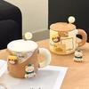Cute Bear Thickened Ceramic Mug with Lid and Spoon Coffee Cup Birthday Gift Cup Home Couple Milk Coffee Cup