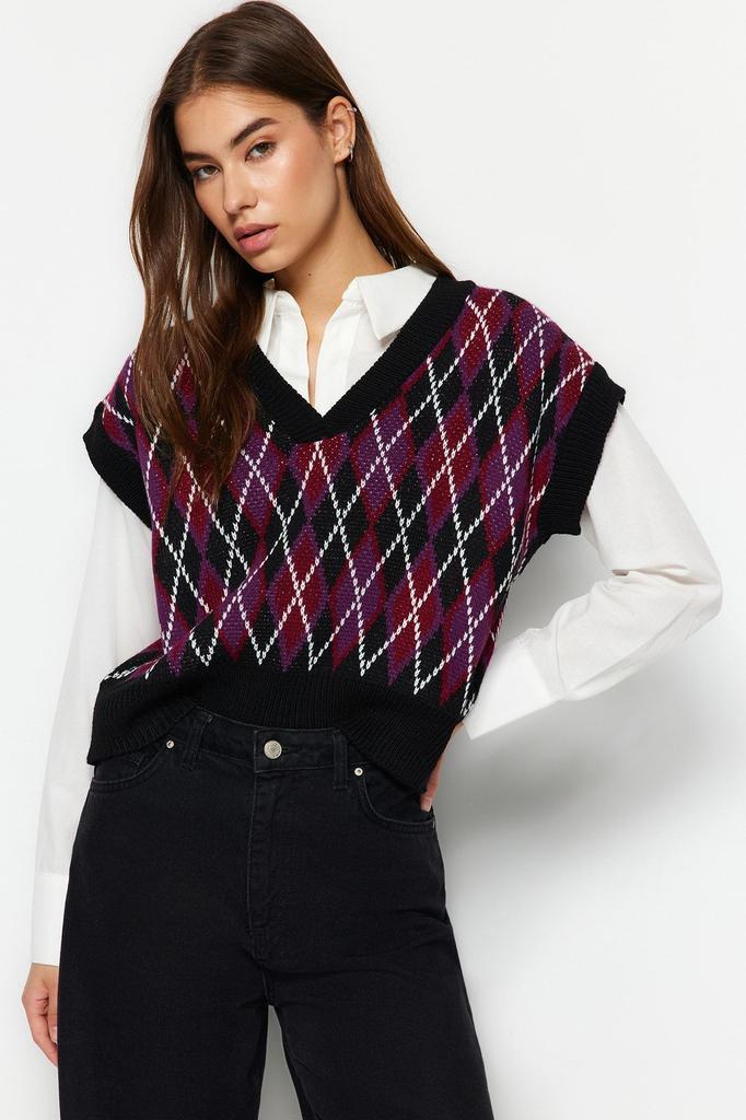 Women's Fashionable Stylish Sweater Black Wide Fit Knitwear Sweater