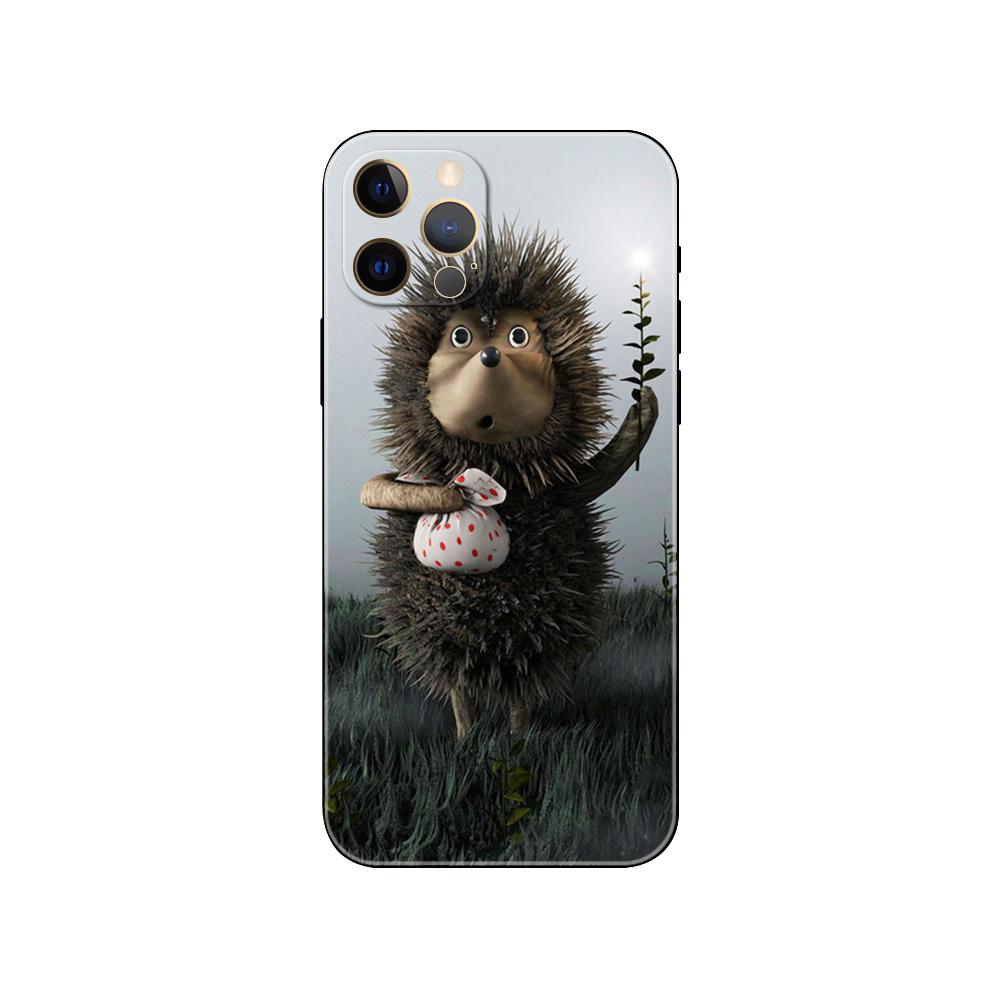 Hedgehog In the Fog Phone Case for Iphone 5 5s 2020se 6 6s 7 8 Plus X 10 XR XS 11 12 13 Mini Pro MAX Black Tpu Back Cover