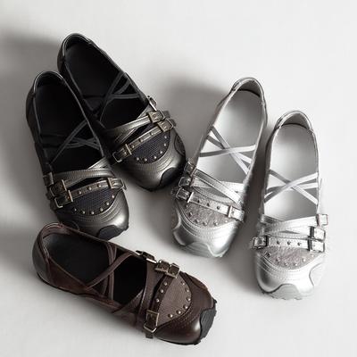 Женские туфли Мэри Джейн на плоской подошве с бантом, перекрестной резинкой, мягкой подошвой, кожаной поверхностью, в ретро балетном стиле, повседневная обувь, летний сезон