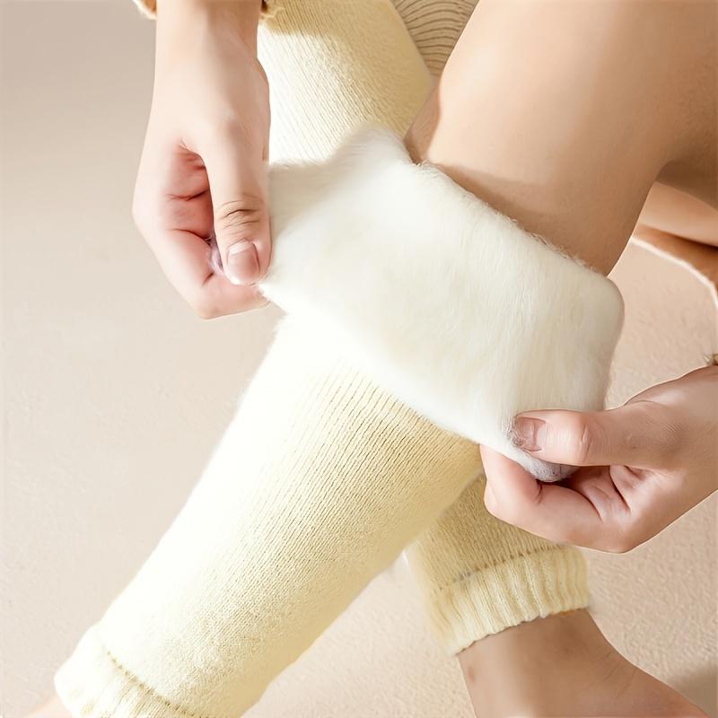 1 пара зимних женских толстых гольф до колена, ветрозащитные, с плюшевой подкладкой, термоэластичные, для улицы, уютные леггинсы, теплые гетры