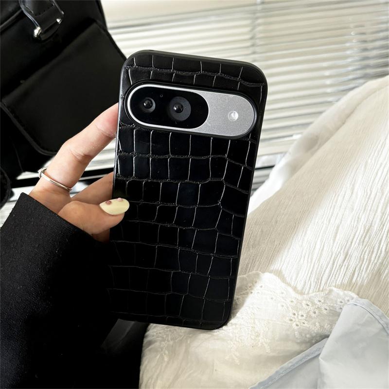 Stylish Retro Crocodile Pattern Phone Case For Google Pixel 9 Pro XL Animal Texture PU Leather Shockproof protective Case