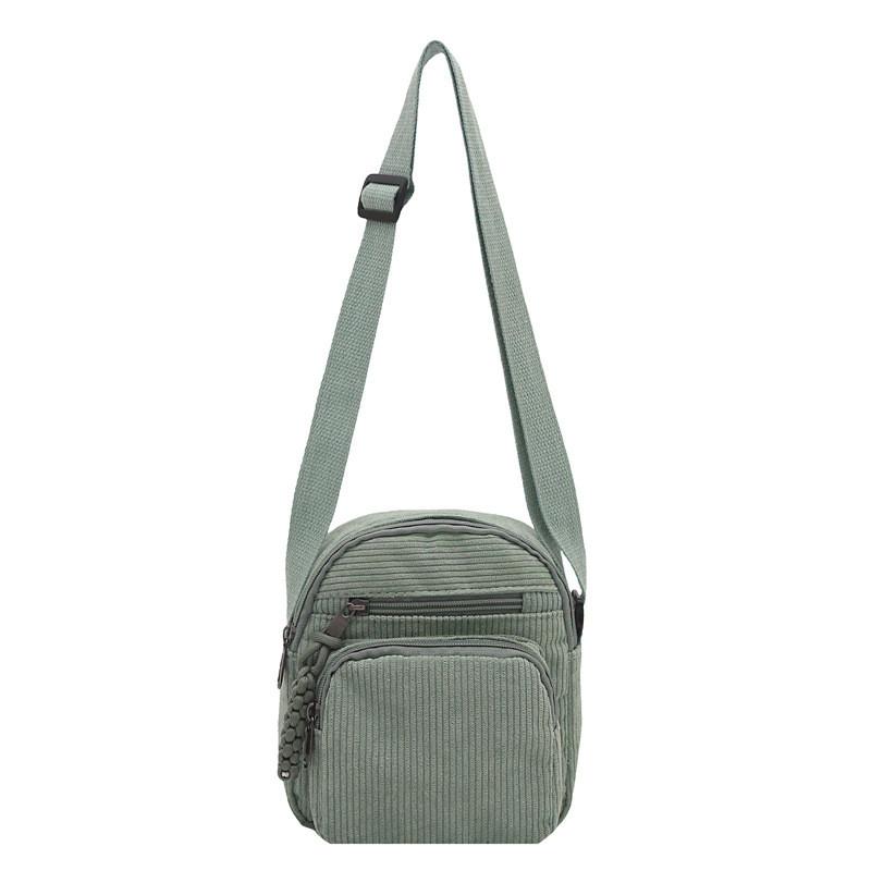 Small Female Corduroy Shoulder Bag With Interior Phone Pocket For Casual Outings