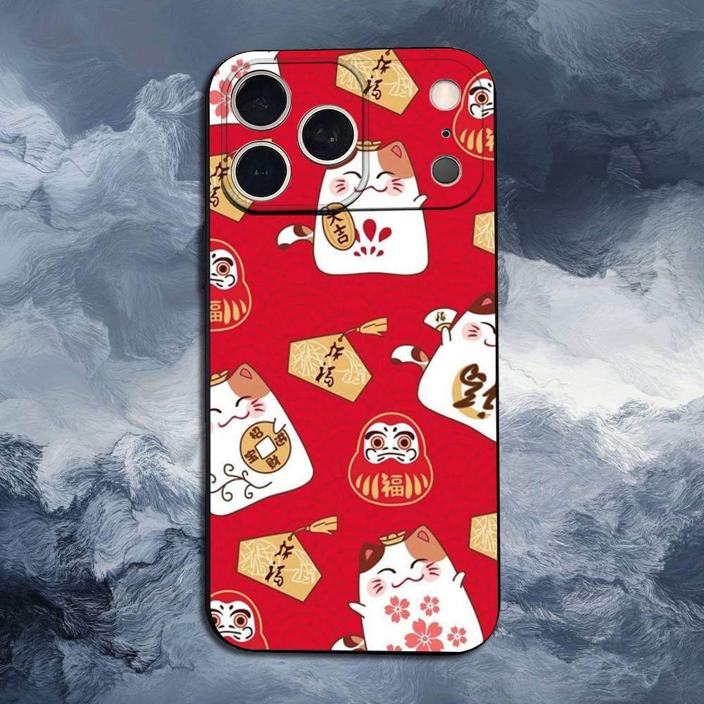 Мультяшный Счастливый Кот Чехол Для iPhone 13,12,15,14,11,16,17,Plus,Pro Max,XS,X,XR,SE,Mini,8,7,Мягкий Силикон Черный