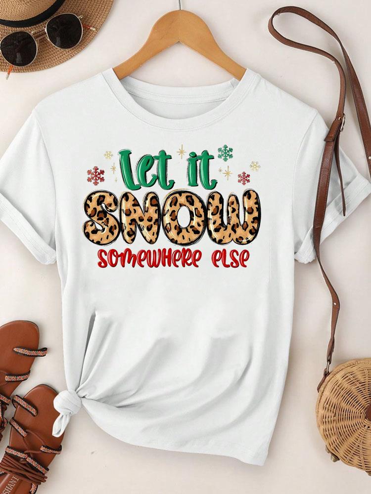 (Азиатский размер)  С Рождеством Футболка Топ фестиваль Новый год Праздник Повседневный милая надпись милый 90-е Женский принт Леди Короткий рукав Модные графические футболки