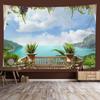 Window Sill Garden Beach View Large Tapestry Wall Hanging Bohemian Hippie Tapestry Room Aesthetic Living Room Home Decoration