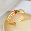 Original S925 Sterling Silver High -End Gold Plating Hetian Jade South Red Jasper High -End Gift For Women Open -End Bangle Bracele