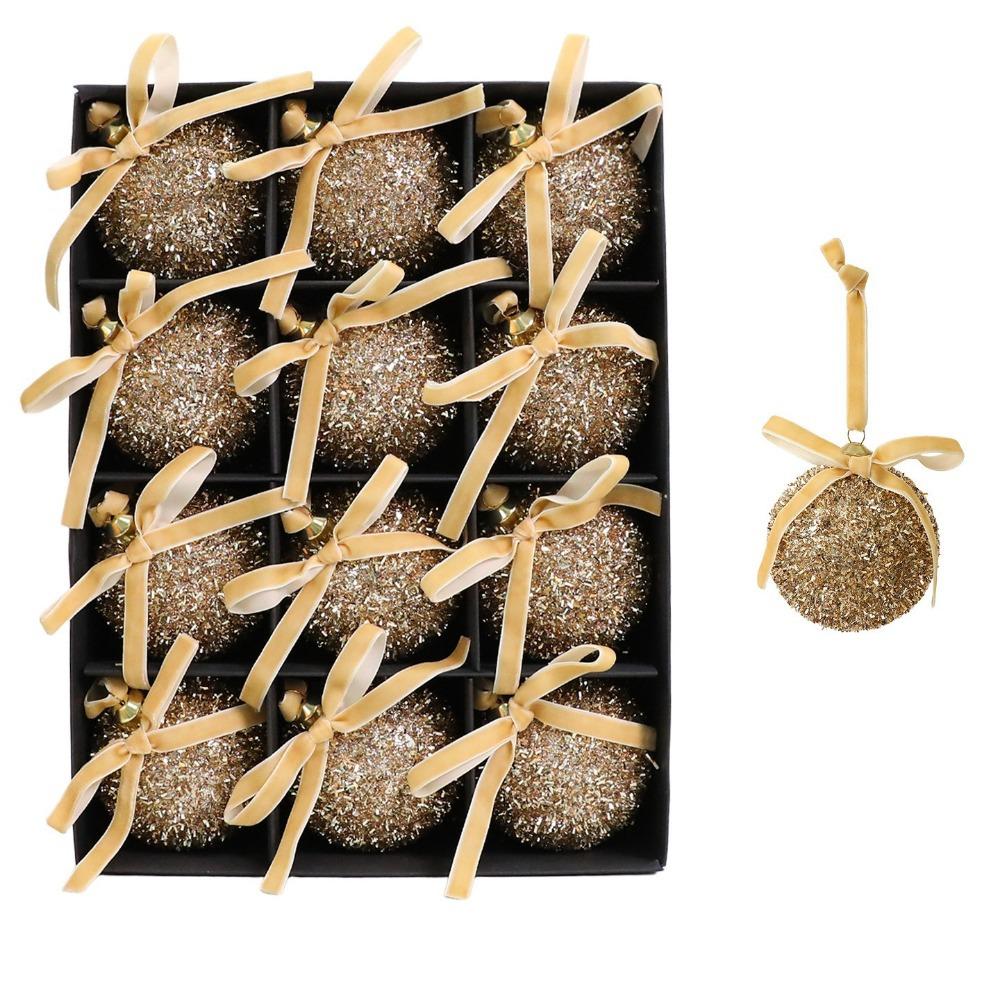 12 /16 Pcs Glitter Xmas Tree Hanging Balls Shatterproof Christmas Tree Decoration Christmas Decor