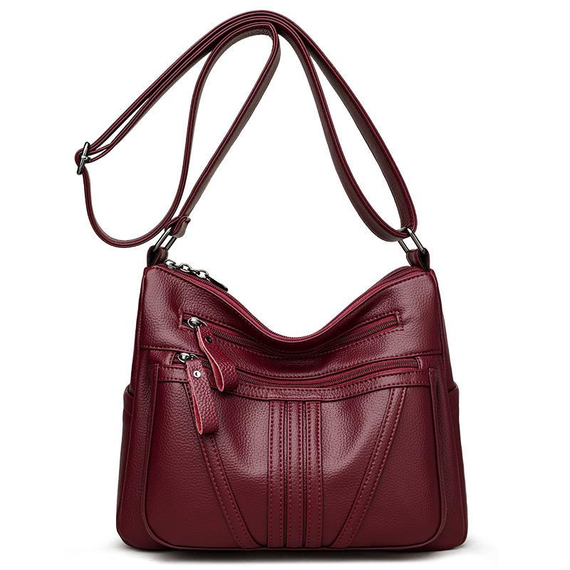 Middle-aged Bag Soft Leather Multi-layer Large Capacity Mother Bag Fashion All-in-one Crossbody Bag