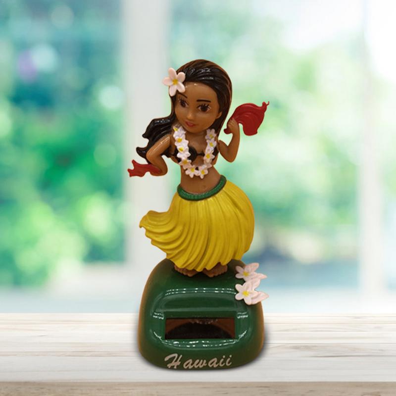 Танцующая гавайская хула-девочка на солнечной энергии для украшения стола, трясущаяся голова, кукла, приборная панель для автомобиля, офис, дом